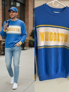 Hillflint Denver Nuggets Sweater Blue Crewneck Size M NBA